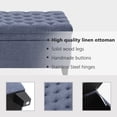 thumbnail image 4 of Foredo Large Storage Ottoman Bench, Button Tufted Linen Upholstered Ottoman with Storage, Oversized Storage Ottomans Toy Box Footrest for Living Room bedroom, Dark Blue, 4 of 8
