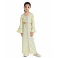 thumbnail image 4 of oqasdz Kids Girls Dresses V Neck Long Sleeve Color Matching Maxi Prayer Clothes Outwear Dress/13-14 Years, 4 of 6