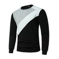 thumbnail image 3 of XAOWF Men'S Casual Sweatshirt Round Neck Patchwork Simple Knit Loose Fit Long Sleeve Stylish Pullover Street Style 2025 Autumn Versatile Trendy Tops, 3 of 4