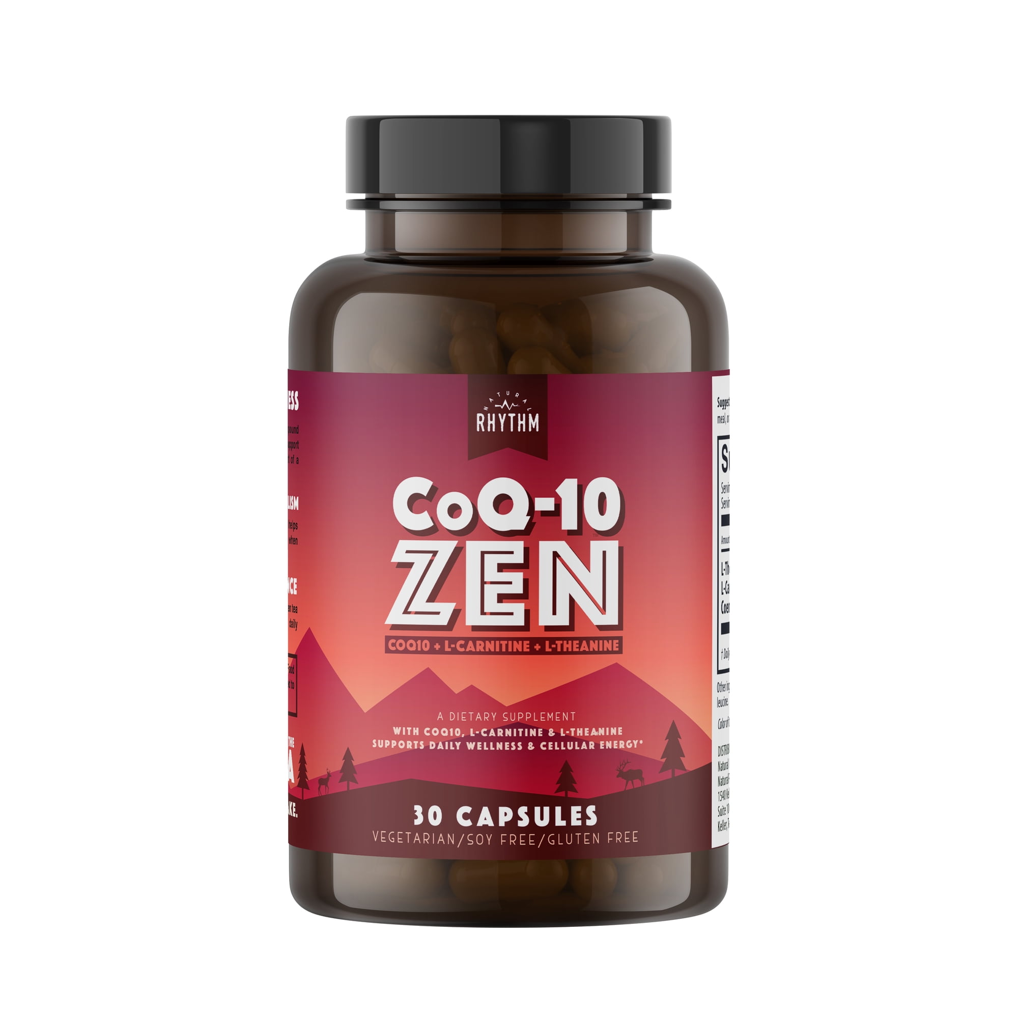 NaturNatural Rhythm CoQ10 ZEN with L-Carnitine and L-Theanine Energy Supplement, 30 Capsules
