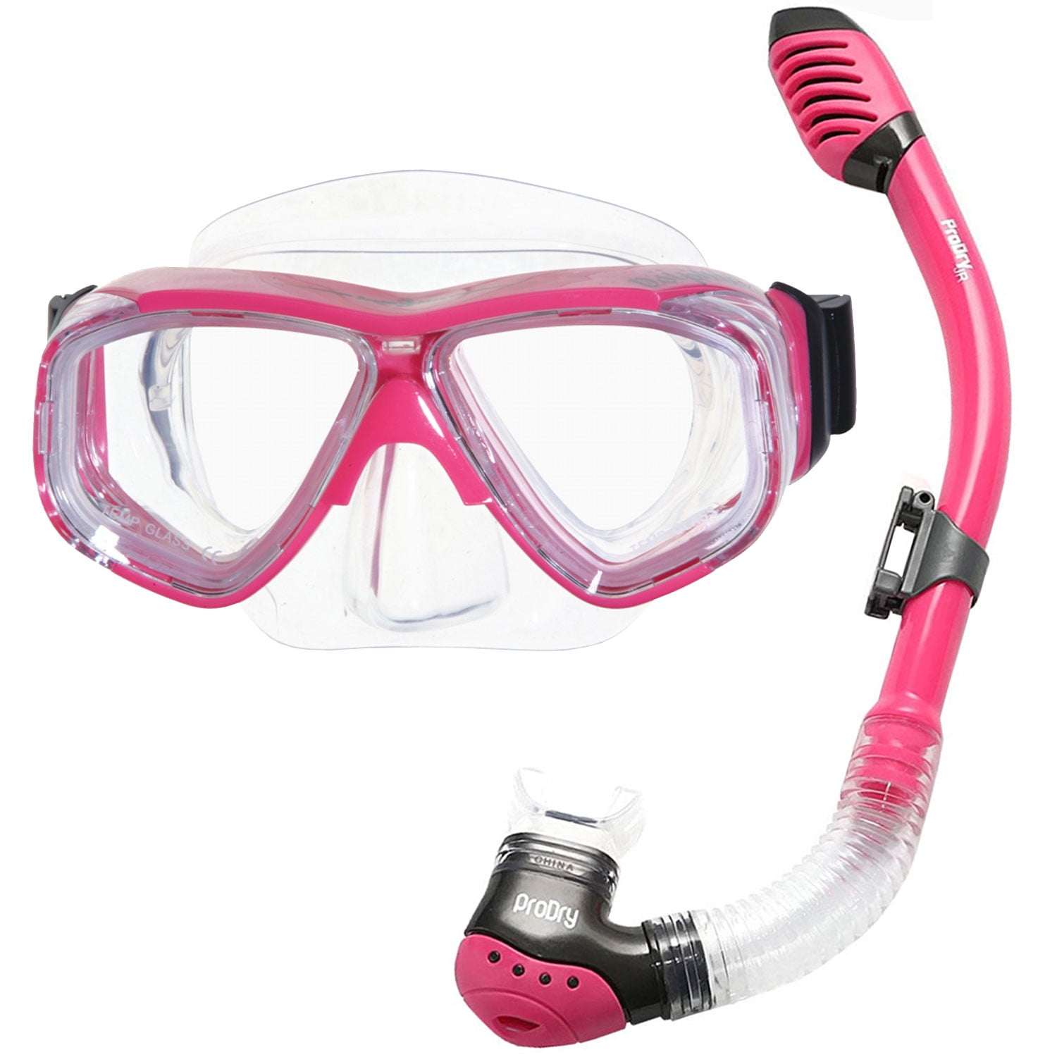 Scuba Max Kids Pro Dry Snorkel and Dolphin 2 Window Mask Snorkeling Set