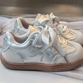 thumbnail image 5 of Bxsruta Girls Soft Sole Shoes Faux Leather Casual Sneakers Toddler Little Kid Big Girl Bow Fashion Sneakers, 5 of 8