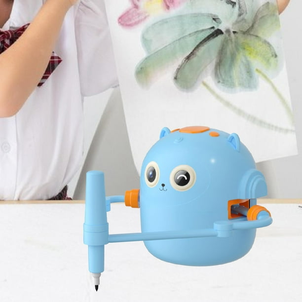 Robot de dibujo de juguete para niños y niñas, juguete interactivo de aprendizaje con 100 tarjetas y 2 bolígrafos, herramienta educativa para regalo azul