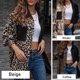 thumbnail image 3 of Moda mujer camisa de empalme estampado de leopardo cuello vuelto manga larga bolsillo de un solo pec Abanopi Medio, 3 of 7