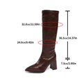 thumbnail image 4 of Xfvqtps Knee High Boots for Women Side Zipper Pointy Toe Chunky Mid Heel Fashion Casual Vintage Leather Heel Boots Brown, 4 of 8