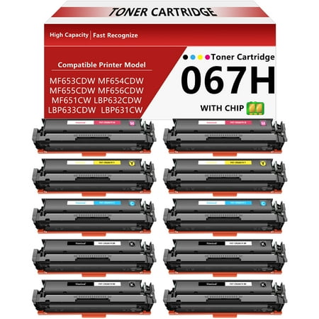 NineLeaf 067H Toner Cartridge set Compatible Replacement for Canon CRG067H 067h High Yield Cartridge Work for imageCLASS MF656Cdw MF654Cdw LBP632Cdw MF653Cdw Printers(Black,Cyan,Yellow,Magenta)
