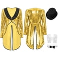 thumbnail image 3 of Aislor Women Magician Cosplay Tailcoat Jacket Halloween Performance Fancy Dress up Outfits Gold XL, 3 of 7
