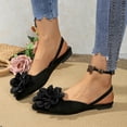 thumbnail image 5 of hoksml Women's Flower Decor Slingback Flats Square Toe Low Heel Dressy Summer Shoes for Ladies, 5 of 9