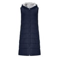 thumbnail image 6 of Long Puffer Vest Women Full-Zip Hooded Sleeveless Down Jacket Coats Double Zipper Quilted Jacket Comfort Casual Winter Warm Sleeveless Hooded Coats with Pockets, 6 of 7