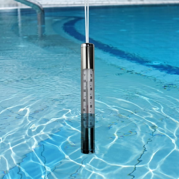 Northlight Round Swimming Pool Thermometer with Cord 6.75" - Silver