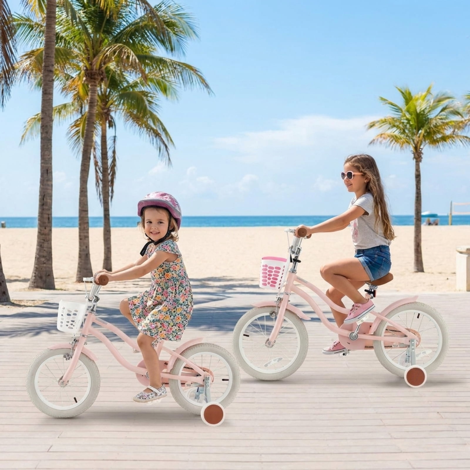 Redsmile Kids Bike 12 Inch with Training Wheels for Boys Girls Ages 3-4 Years, Toddler Bicycle with Adjustable Seat and Carbon Steel Frame, 99 lb Capacity Beginner Bike, Pink