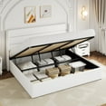 thumbnail image 5 of Allewie King Size Velvet Lift Up Storage Bed, Modern Wingback Headboard, Hydraulic Storage, No Box Spring Needed, White, 5 of 10