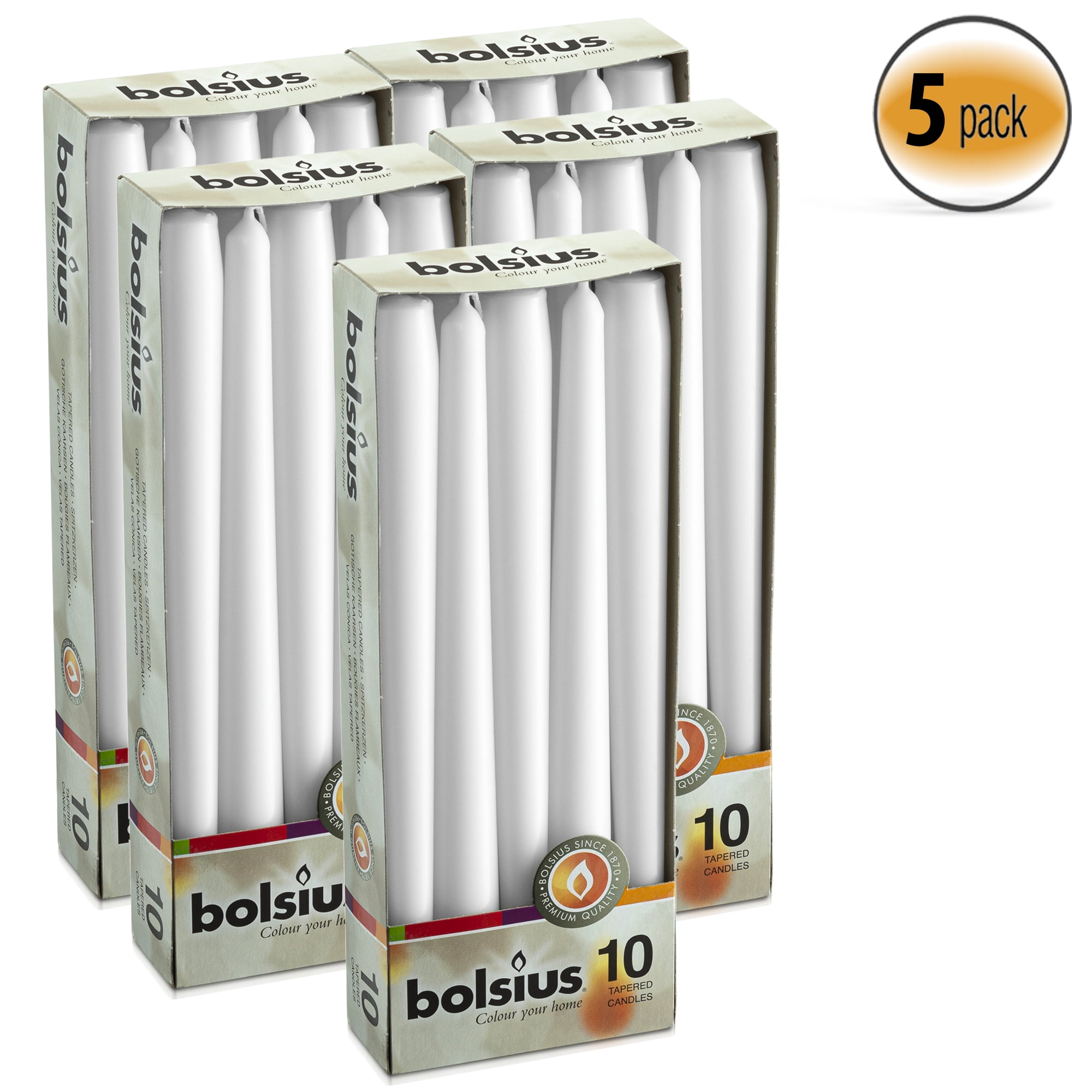 Bolsius Dripless White Unscented Taper Candles for Emergency, Wedding