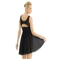 thumbnail image 4 of MSemis Female Dance Leotard Dress V-Neck High-Low Skirt XS to 3XL, 4 of 7