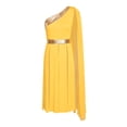 thumbnail image 3 of YiZYiF Women Praise Dance Robe One Shoulder Worship Lyrical Contemporary Dance Overlays Tunic Yellow XXL, 3 of 5