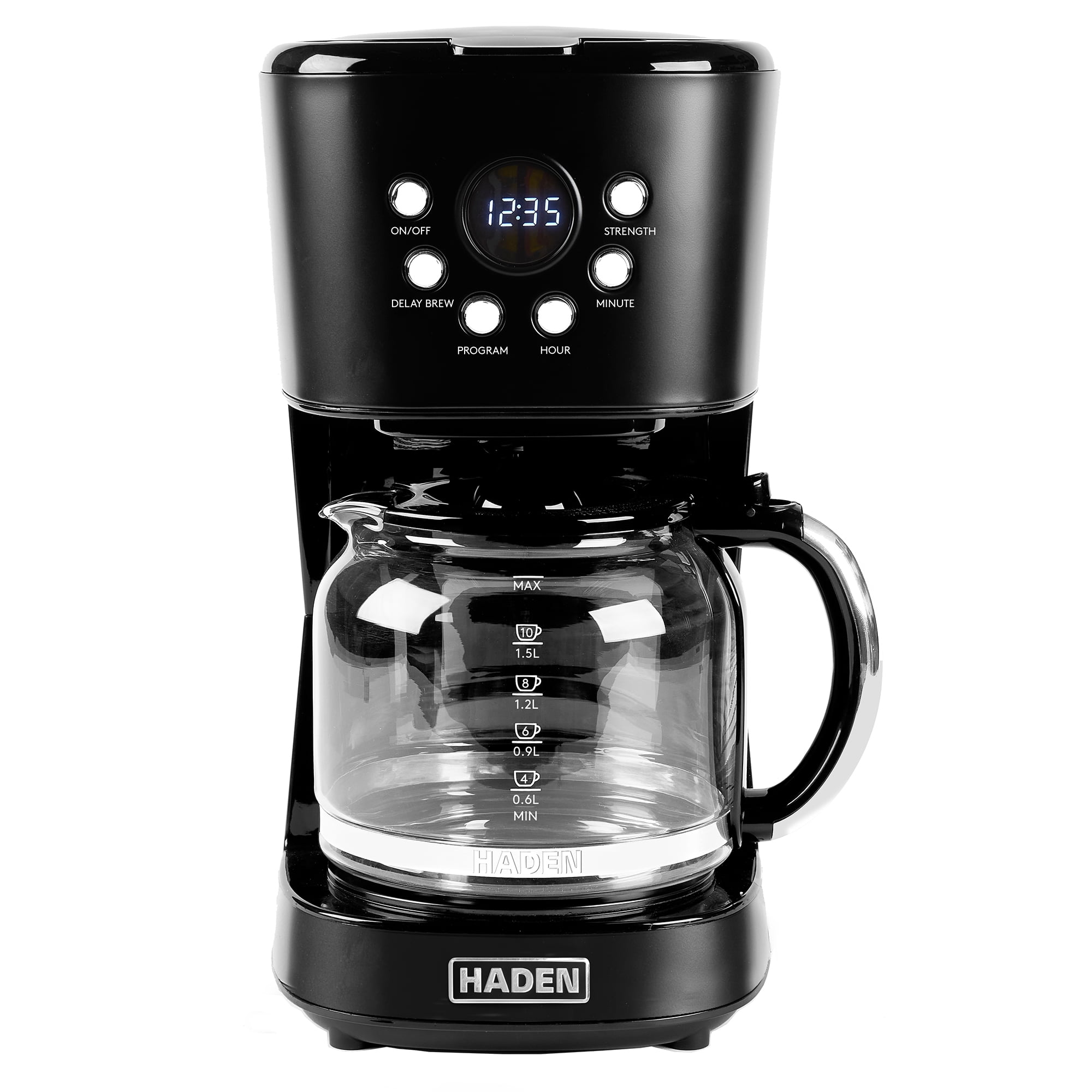 Open Box Haden Heritage 12 Cup Retro Coffee Maker Machine, Black/Chrome