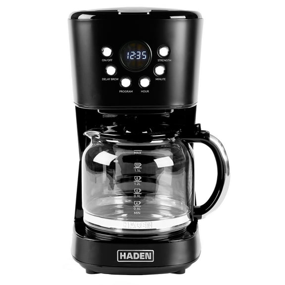 Open Box Haden Heritage 12 Cup Retro Coffee Maker Machine, Black/Chrome
