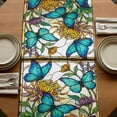 thumbnail image 5 of Butterflies Flowers Table Runner, Vintage Watercolor Animal Floral Plant Cotton Linen Table Runners 72 Inches Long, Dresser Scarf Runner for Dining/Coffee/Kitchen/TV Stands/Cabinets 13''x72'', 5 of 9