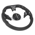 thumbnail image 4 of Volante de 13 pulgadas de cuero PU negro estilo de carreras, cómodo agarre, modificación de volante de repuesto para automóvil, 4 of 15