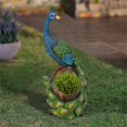 thumbnail image 3 of LuxenHome Blue and Green Peacock MgO Statue Planter, 3 of 8