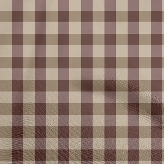 oneOone Cotton Jersey Brown Fabric Check Craft Projects Decor Fabric Printed By The Yard 58 Inch Wide