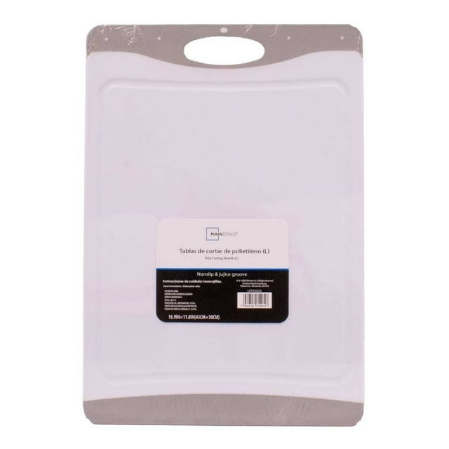 Tabla para Picar Mainstays de Polietileno Mediana Rectangular Blanco 43 x 30 cm