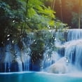 thumbnail image 5 of Creowell Waterfall Forest Blue Water Pretty Shower Curtain Bathroom Decor 100% Polyester Fiber Chic Modern Style with Hooks 36x72, 5 of 7