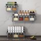 thumbnail image 1 of Organizador de especias de acero inoxidable - Juego de condimentos de cocina montado en la pared con 12 tarros para glutamato monosódico, pimienta y especias, negro, 1 of 6