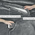 thumbnail image 3 of Catalonia Sherpa Wearable Blanket Poncho for Adult Women Men, Wrap Blanket Cape with Pocket, Warm, Soft, Cozy, Snuggly, Comfort Gift, No Sleeves, Grey, 3 of 8