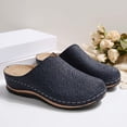 thumbnail image 7 of HTHLVMD Women's Embossed Mules, Closed Toe Slip On Shoes, Home Casual Shoes, Retro Leather Shoes, Closed Toe Clogs for Women Slip-On Mules: Comfortable Women's Mule & Clog, Navy 9, 7 of 7