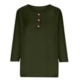 thumbnail image 6 of Babysbule Women's Henley V Neck 3/4 Sleeve T Shirt, Casual Button Placket Loose Solid Top for Daily Work School, 6 of 6