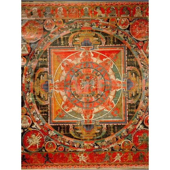 ThangKa Depicting a Mandala, Used as an Instrument of Meditation, Religion World Culture Unframed Giclee Print Wall Art Sold by Art.Com