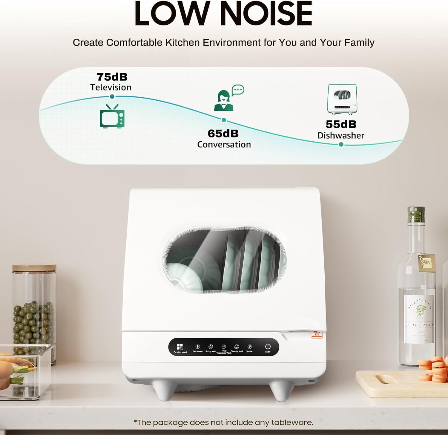 Miumaeov Portable Dishwasher Countertop, Mini Dishwasher with 5 Programs161.6℉ High-Temp& Air-Dry Function for Apartments Boats Campers RVS