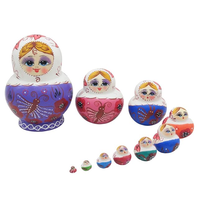 10 Piezas De Patrones De Mariposas De Anidación Matryoshka Toy # 2 CUTICAT Muñecas rusas
