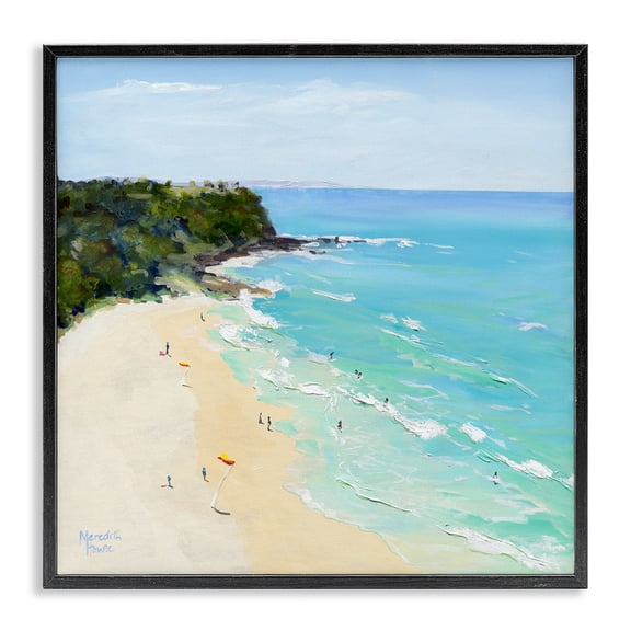 Stupell Industries Tropical Aerial Beachgoers Black Framed Giclee Art, 24 x 24, by Meredith Howse