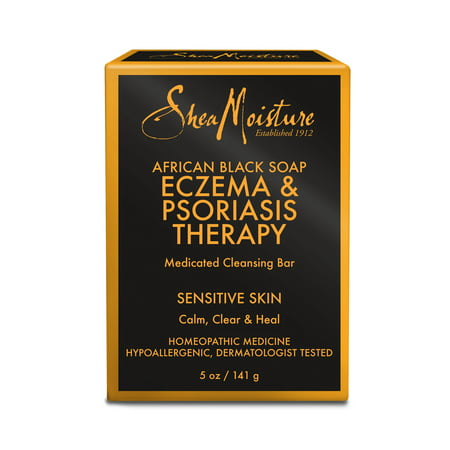 SheaMoisture African Black Soap Eczema Therapy (Medicated) Bar Soap, 5 (Best Bath Soak For Psoriasis)