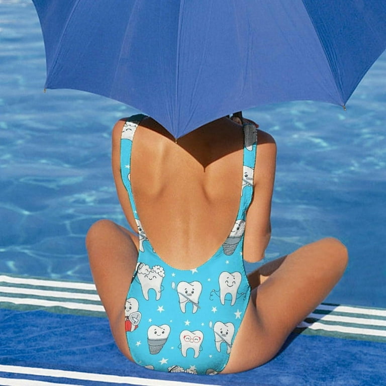 Funny Teeth Women's One Piece Swimsuit Tummy Control Bathing Suit