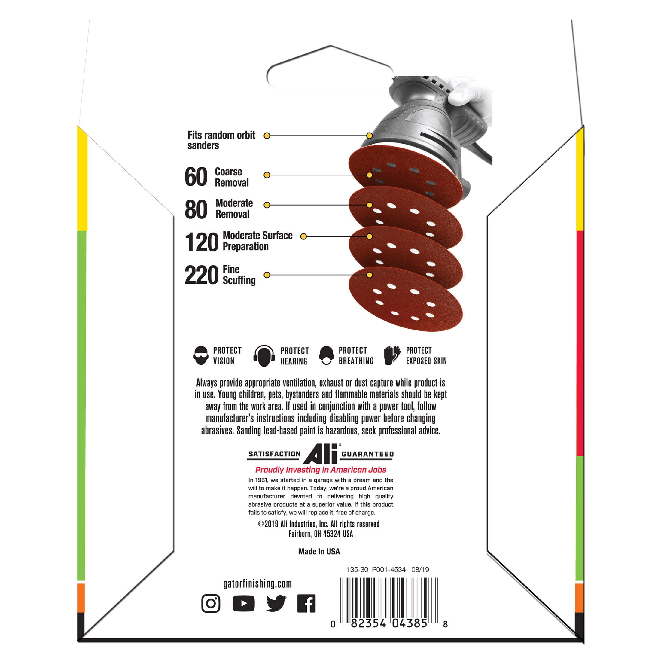 Gator 5-Inch 8-Hole Red Resin Hook and Loop Sanding Disc