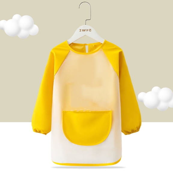 Waterproof long sleeved apron for children with tool pockets and adjustable straps for painting, cooking, baking, and gardening - size 140