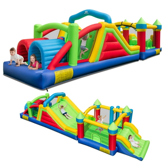 Infans Inflatable Obstacle Course Bounce House w/ Tunnels Bounce Area Blower Excluded