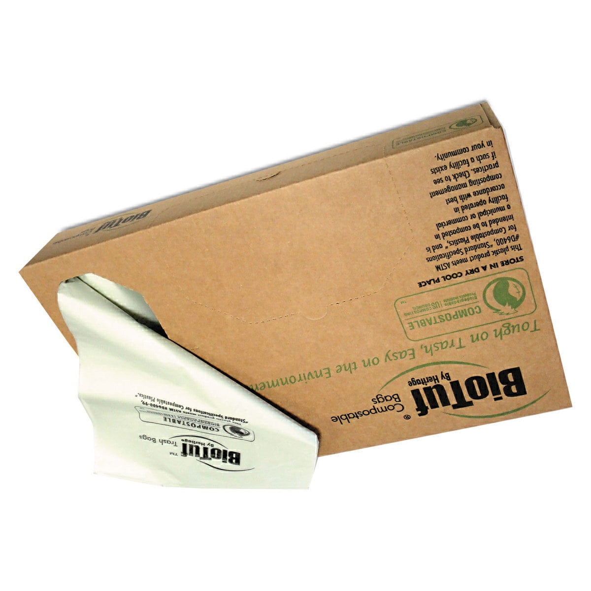 Biotuf Compostable Can Liners 13 gal, 0.88 mil, 24" x 32", Green, 200/Carton