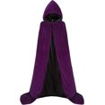 thumbnail image 1 of ALIZIWAY Capa con capucha reversible de terciopelo forrada con satén renacentista medieval Halloween Navidad Cosplay disfraz, 1 of 4