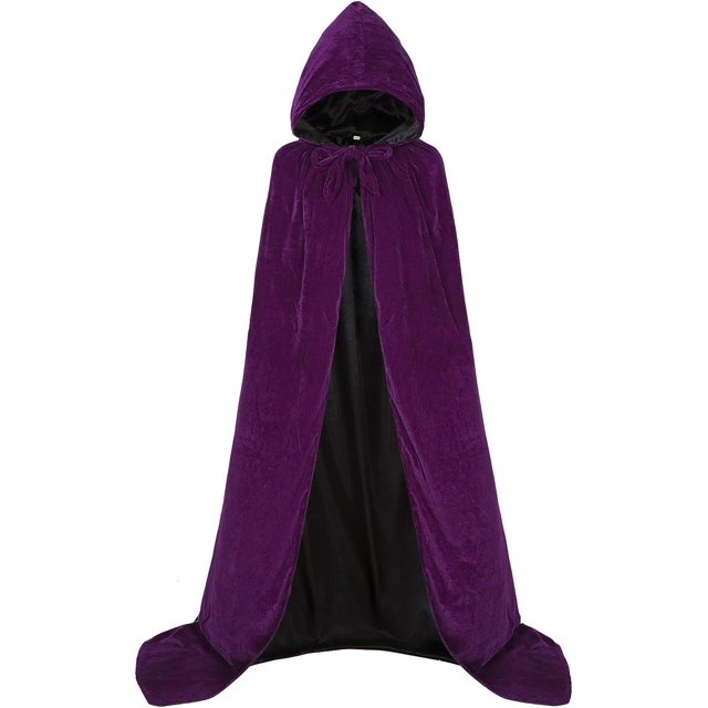 ALIZIWAY Capa con capucha reversible de terciopelo forrada con satén renacentista medieval Halloween Navidad Cosplay disfraz