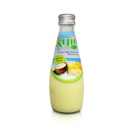 Kuii Coconut Milk Drink with Nata de Coco Banana Flavor 9.8 fl oz, Quantity of 12