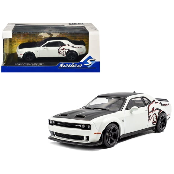 2020 Dodge Challenger SRT Hellcat Redeye Widebody White Knuckle with Matt Black Hood and Top 1/43 Diecast Model Car by Solido
