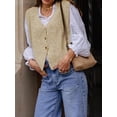 thumbnail image 3 of Gupgi Knit Tank Tops for Women Button Front V-Neck Basic Tops Casual Solid Color Sleeveless Sweater Vest, 3 of 6