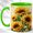 Green, variant on Gemstone Style Sunflower Coffee Mug, Garden Floral Mug, Ceramic 11 oz