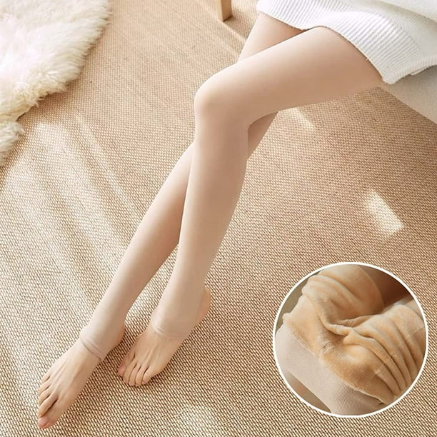 Women Fleece Lined Tights 2023 Sheer Fake Translucent Winter Thermal  Pantyhose Opaque Warm Thick High Waist Leggings at  Women's Clothing  store