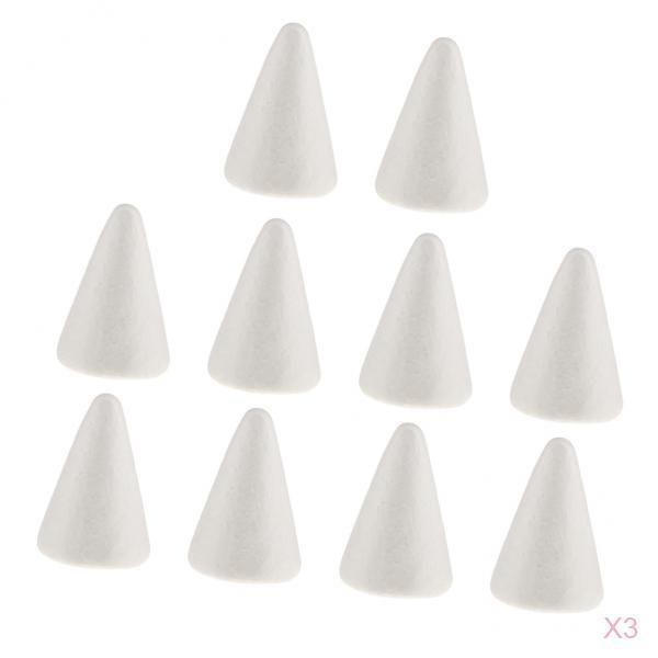30x Espuma de Poliestireno Adornos en Cono Decoraciones para Fiestas Accesorios 68 Mm SM SunniMix Artesanía de espuma de espuma de poliestireno