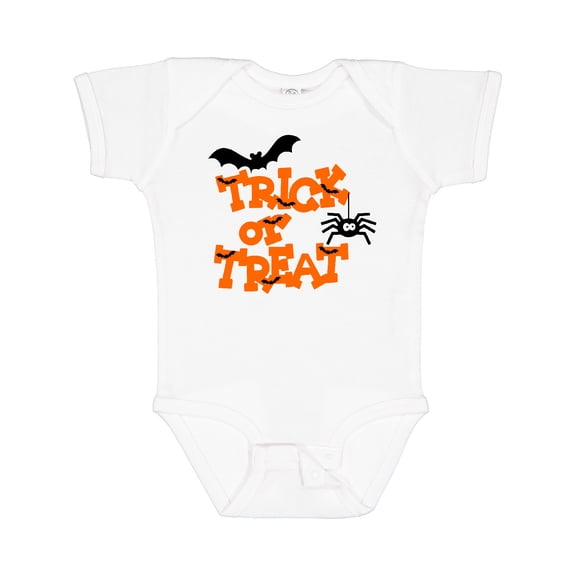 Inktastic Halloween Trick-or-Treat with Spider and Bats Boys or Girls Baby Bodysuit